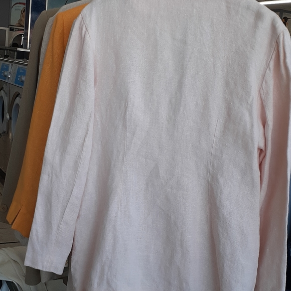 TRUE VTG 80's PINK Linen Blazer jeweled Jacket Nancy Laurence blazer size 9 / 10 - Picture 4 of 11